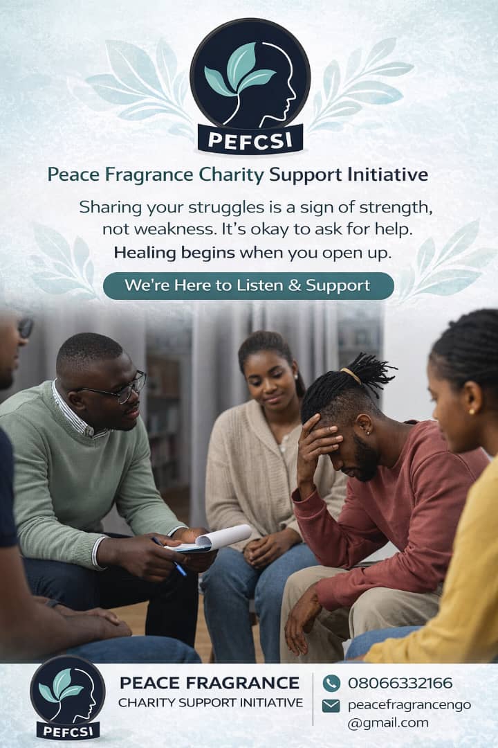 Poster encouraging people to share struggles and seek help